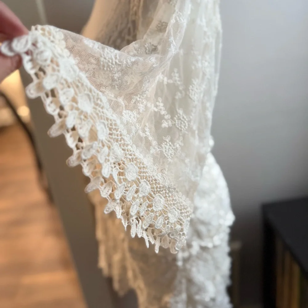 Pretty Angel Boho Lace Tunic Top XL Ivory Crochet & Lace Romantic Festival - Picture 12 of 13